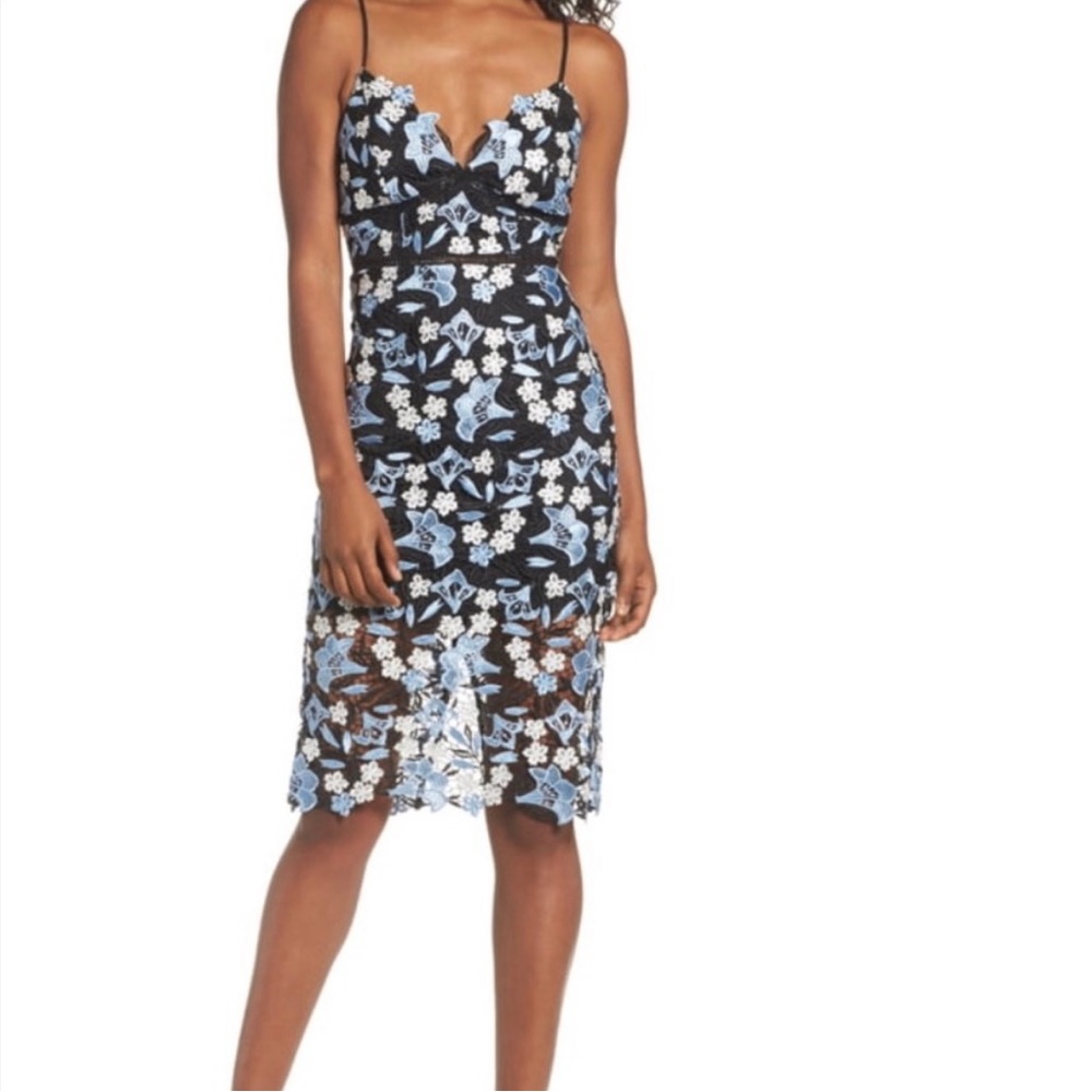 Bardot Floral Lace Midi Sheath Dress
